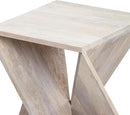 Modern Hand Made One-of-a-Kind Carved Mango Wood End Table, Farmhouse Side Table,Farmhouse End Table,Living Room,Bedroom, Accent Table, Contemporary Architectural Designed Whitewash,Assembled by CozyNest Decor