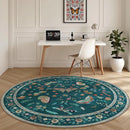 4ft Washable Round Rug - Bug Rugs for Living Room Non-Slip Low Pile Soft Ultra-Thin Machine Washable Circle Carpet for Bedroom, Entryway, Nursery, Kitchen, Home Office (4' Round Teal) by TinyTreasures Baby Boutique