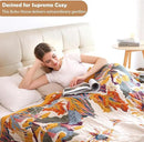 Boho Large Throw Blanket, 100% Organic Cotton Breathable Soft Bed King Throw - Fall Floral Bird Butterfly Farmhouse Decor Blanket for Sofa Couch Chair and Gift. 91" x 98" by CozyNest Decor