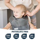 Tiny Twinkle Mess Proof Baby Bibs for Eating - Waterproof, Wipeable Bibs - Toddler Bibs - Travel Friendly - PFAS, PVC, BPA, Phthalate Free - Baby Food Bibs (3 Pack,Sage, Charcoal) by TinyTreasures Baby Boutique