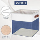 Collapsible Fabric Storage Cubes 11x11 Cube Storage Bins, 4 Pack Closet Baskets Box with Handles for Organizing, Shelf, Toys, Clothes, Home, Office, Nursery (Navyblue&White) by CozyNest Decor