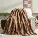 Luxury Faux Fur Blanket - Soft Warm Plush Blankets for Couch Sofa Bed, Fluffy Thick Throws for Bedroom, Office, Living Room, Decorative Reversible, Not Easy to shed - 70"x90", Brown by CozyNest Decor