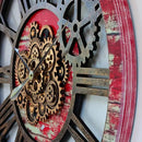 The Gears Clock 36'' Inch Real Moving Gear Wall Clock Vintage Industrial Oversized Rustic Farmhouse (Red Lava) by CozyNest Decor