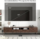Modern TV Stand for TVs up to 85", Mid-Century Media Console with Checkered Cabinet Doors, Storage Drawers & Open Shelves, Wood Entertainment Center with Metal Legs by CozyNest Decor