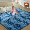 Ultra Soft Rug for Living Room, 9X12 Fluffy Shag Area Rug for Bedroom, Modern Shaggy Carpets Fuzzy Rug for Teens Dorm Nursery Home Decor Aesthetic, Upgrade Anti-Skid Durable, Tie-Dyed Blue Grey by TinyTreasures Baby Boutique