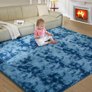 Ultra Soft Rug for Living Room, 6X9 Fluffy Shag Area Rug for Bedroom, Modern Shaggy Carpets Fuzzy Rug for Teens Dorm Nursery Home Decor Aesthetic, Upgrade Anti-Skid Durable, Tie-Dyed Blue Grey by TinyTreasures Baby Boutique