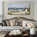 amatop Large Coastal Wall Art Nautical Beach Canvas Art Print Flower-Filled Boat on Sand Ocean Waves Seaside Seascape ArtworkSea Birds Marine Picture Home Decor for Living Room Bedroom Office 48×24 Inch by CozyNest Decor