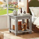 Farmhouse End Table Set of 2,Large Side Table with 2-Tier Storage Shelf,Rustic Wood End Tables for Living Room,Square Tea Table,Gray by CozyNest Decor