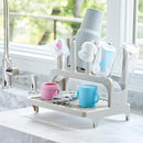 PopYum Seattle Gray Space Saving Drying Rack from 100% Recycled Bottles with Clear Frosted Silicone Drying Mat, countertop for Baby Bottle, Plastic Bags, Cups, Glass, tumblers, Compact by TinyTreasures Baby Boutique