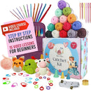 Yarnvibe Easy Crochet Kit for Beginners Adults 80 pcs with Video Course, Includes 15 Yarns, 21 Crochet Hooks & More, Learn to Crochet Gifts for Crochet Lovers, Beginner Crochet Kit for Kids & Adult by TinyTreasures Baby Boutique