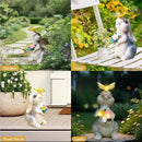Solar Bunny Statues Light with Butterfly LED - Auto On/Off Weathproof Resin Garden Figurine Decor Gift for Pathway, Patio & Mom's Flower Bed (Warm Light) by CozyNest Decor