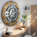 The Gears Clock Real Moving Gear Wall Clock England Line (Wood & Stone, 24 inches (60 cm)) by CozyNest Decor