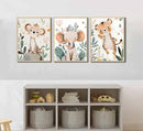 3 Pcs Safari Animals Nursery Canvas Wall Art Jungle Animals Cheetah Elephant Tiger Kids Room Illustration Pictures Wall Decor Posters Print Artwork for Classroom Boy's Girl's Room Bedroom by CozyNest Decor