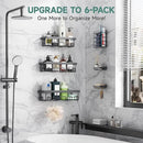 Veken Rustproof & Waterproof Shower Caddy 6-Pack, No Drilling Adhesive Shelves Rack with Soap Holder, Large Capacity Bathroom Organizers and Storage, Wall-Mounted Kitchen & Home Decor, Dark Grey by CozyNest Decor