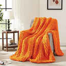 L'AGRATY Chunky Knit Blanket Throw: 30''x40'' Chenille Thick Knitted Throw for Bed & Couch - Handmade Large Crochet Rope Blanket - Orange by CozyNest Decor