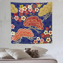 HZOHNAGO Japanese Tapestry Art Abstract Colorful Cherry Blossom Blue Background Pattern Printed Wall Tapestry Painting Wall Hanging for Bedroom Living Room Dorm 60" W x 60" H by CozyNest Decor