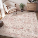 AMOAMI 4x6 Soft Vintage Area Rug - Non-Slip Washable Rug for Living Room, Bedroom, Dining Room, Office - Pink by CozyNest Decor