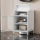 Modern Metal Side Tables, End Tables with Glass Door, 2-Tier Nightstands with Storage Shelves, Accent Table, Slim Sofa Table for Living Room, Bedroom (1, White) by CozyNest Decor