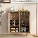 Mid Century Bar Cabinet with Wine Racks, Modern Liquor Cabinet with Slatted Doors for Dining Room, Living Room (Natural Color) by CozyNest Decor