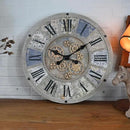 Unique Moving Gear Large Wall Clock 21inch-Battery Powered. Retro Industrial Steampunk Country Farmhouse Decor for The Living Room Kitchen Bars cafes Offices(whith/metal/21) by CozyNest Decor