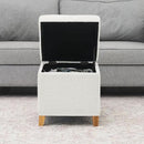 Adeco 18 Inch High Faux Fur White Cube Ottoman Storage, 3D Embossed Velvet Chair Foot Stools, Upholstered Vanity Stool with Hinged Lid, Solid Wood Legs by CozyNest Decor
