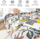 Snycler Boho Throw Blanket for Bed, 100% Organic Cotton Muslin Soft Throw-Floral Farmhouse Rustic Spring Summer Fall Decor Blanket for Couch Sofa Quilt and Gift, 60" x 80" White by CozyNest Decor