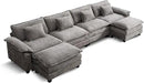 URRED Modular Sectional Sofa Comfy Cloud Couch, Modern Chenille Sofa Sleeper Deep Seat Couches with Ottoman/Pillows for Living Room (Gray, 154'' - U Shape) by CozyNest Decor