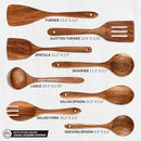 Zulay Kitchen Premium 8-Piece Wooden Spoons - Smooth Finish, Natural Teak Wood, Non-Stick, Handmade by CozyNest Decor