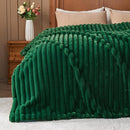 NEWCOSPLAY Faux Fur Twin Blanket Dark Green 3D Ribbed Plush Thick Warm Blanket for Couch Sofa Bed 850GSM (Dark Green Ribbed, Twin(60"x80")) by CozyNest Decor