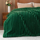 NEWCOSPLAY Faux Fur Throw Blanket Dark Green 3D Ribbed Plush Thick Warm Blanket for Couch Sofa Bed 850GSM (Dark Green Ribbed, Throw(50"x60")) by CozyNest Decor