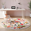Round Rug 4ft Washable Circle Rug Non Slip Low Pile Boho Floral Small Circular Rug for Bedroom, Bathroom, Entryway, Kids Room, Office, College Dorm(Beige) by CozyNest Decor
