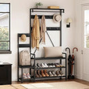 IDEALHOUSE Parent-Child Coat Rack Shoe Bench Hall Tree with Bench and Shoe Storage Industrial Coat Tree Entryway Large Organizer with Shoe Rack, Storage Cubbies, Hooks, and Top Shelf by CozyNest Decor