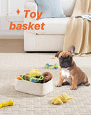 KALLAX Small Woven Basket, 12 x 8 x 4.5 Inches, Storage Basket for Organizing, Cute Small Rope Shelf Closet Cube Storage Bins Baskets for Shelves, Dog Toy Gift Baskets Empty, 3 Packs, Off White by TinyTreasures Baby Boutique