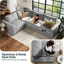 112" Convertible Sectional Sofa, Large L Shaped Couch with Detachable Sofa Cover, Modular Couch for Living Room, Breathable Linen Fabric Corner Sofa for Apartment, Grey by CozyNest Decor