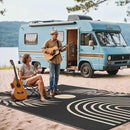 GENIMO Outdoor Rug 8' x 10' Waterproof for Patio Clearance, Reversible Lightweight Plastic Straw Camping Carpet, Large Area Rugs Mats for Rv, Backyard, Deck, Porch, Picnic, Balcony, Mix-Black & Beige by CozyNest Decor