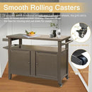 Domi Grill Carts Outdoor Storage Cabinet with Wheels, Metal Outdoor Grill Kitchen Table Dining Cooking Prep BBQ Table for Patio, Kitchen Island, Home Party, Bar (Brown) by CozyNest Decor