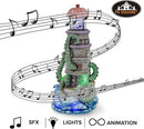 Lighthouse Attack Kraken Theme Spooky Halloween Village Multi-Color LED Lights, Animated Rotating Food Light and Music 6" x 5.5" x 12" by CozyNest Decor