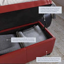 BELLEZE Storage Faux Leather Ottoman, 47 Inch Bench Bedroom Bench with Safety Close Hinge, Extra Long Ottoman with Storage for Living Room, Entryway, Hallway, Foot Rest, Support 300lbs - Red by CozyNest Decor