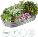 72X36X12 Inches Oval Galvanized Metal Garden Raised Bed/Plant Box for Planting,36 Inches Diameter Metal Fire Pit Ring,Small Animal Fence-3 in 1 Modular Design in Silver (6X3X1 FT, Oval) by GreenHaven Gardens