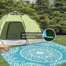 Pauwer Waterproof Outdoor Rug 10x14, Reversible Plastic Straw Patio Camping Rug, Indoor Outdoor RV Mat Carpet for Deck, Camper, Porch, Balcony, Backyard, Picnic, Boho Teal by GreenHaven Gardens