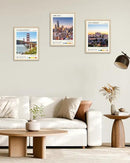 HesenDot Natural OAK Wood Los Angeles Cityscape Framed Wall Art,12x16in City Skyline Canvas Wall Print,Modern Urban Landmark Wall Decor for Living Room,Bedroom,Office Gallery Gifts Set of 1 by CozyNest Decor