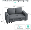 LINSY HOME Loveseat Sofa with Storage - Comfy Plush Corduroy 2 Seater Sofa with USB Charging & Cup Holders, Deep Seat Love Seat for Small Spaces Living Room Bedroom Apartment, Grey by CozyNest Decor