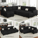 Belffin Corduroy Sleeper Sofa Bed with Storage Chaise Modular Sectional Sofa Couch with Pull Out Bed L Shaped Sectional Couches for Living Room Black Couch by CozyNest Decor