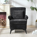 KCC Mid-Century Accent Chairs,Chenille Modern Upholstered Single Sofa,Cozy Armchair with Back for Bedroom/Office/Cafe,Black by CozyNest Decor