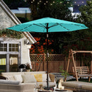 10FT Solar Umbrella 32 LED Lighted Patio Umbrella Table Market Umbrella w/Tilt and Crank, UV-Resistant Outdoor Umbrella for Pool, Garden, Deck, Aqua Blue by GreenHaven Gardens