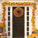 22 inch Artificial Fall Wreaths for Front Door,Autumn Wreath with Eucalyptus Leaves and Chrysanthemum Suitable for Indoor Outdoor Harvest Festival Thanksgiving Day Farmhouse Holiday Decor. by CozyNest Decor