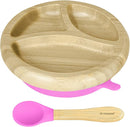 Abiie Octopod Bamboo Dish - Kids Plates for 4 months and up, 3-Compartment Baby Plates with Suction, Round Bamboo Baby Plate, Mess-Free Toddler Suction Plates, Baby Feeding Supplies, 7.5 x 7.5 x 1.9in by TinyTreasures Baby Boutique
