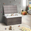Wicker Storage Basket with Lid, 42.3 Gallon (160L) Large Blanket Basket with Lid, Woven Storage Bin with Handles, Removable Liner, Metal Frame, Foldable, for Bedroom, Laundry Room, Grey by CozyNest Decor