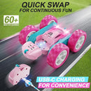RC Cars, Pink Remote Control Car for Girls, 2.4 GHZ Double Sided RC Stunt Car 360° Rotating Remote Control Crawler with Headlights Car Toys for 6 7 8 9 10 11 12 Girls Birthday Gift by TinyTreasures Baby Boutique