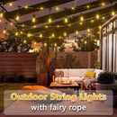 Outdoor String Fairy Lights, 24ft Dimmable Patio Lights with 12+1 S14 Retro Edison Bulbs & 72 Fairy Rope, IP65 Waterproof, LED Outside Hanging Light for Backyard Gazebo Bistro, 10 Strands Connectable by GreenHaven Gardens